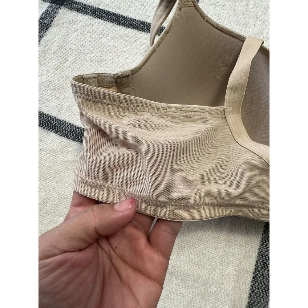 Cacique 40D Balconette Bra‎ Women Beige Underwire Lightly Padded Mesh Wings